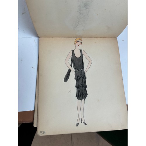 1005 - An album Circa 1927 showing a selection of ladies fashions, drawing/watercolours