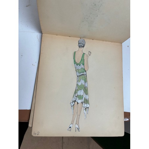 1005 - An album Circa 1927 showing a selection of ladies fashions, drawing/watercolours