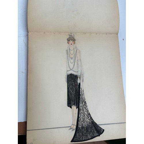 1005 - An album Circa 1927 showing a selection of ladies fashions, drawing/watercolours