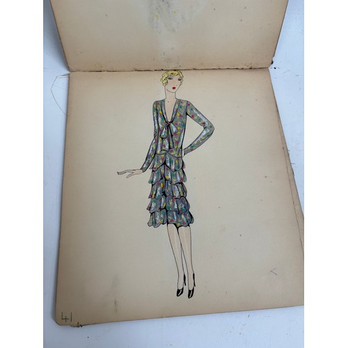 1005 - An album Circa 1927 showing a selection of ladies fashions, drawing/watercolours