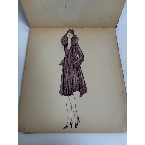 1005 - An album Circa 1927 showing a selection of ladies fashions, drawing/watercolours