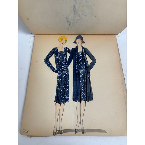 1005 - An album Circa 1927 showing a selection of ladies fashions, drawing/watercolours