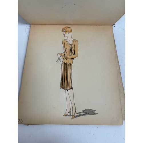 1005 - An album Circa 1927 showing a selection of ladies fashions, drawing/watercolours