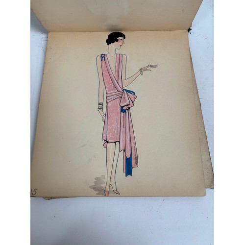 1005 - An album Circa 1927 showing a selection of ladies fashions, drawing/watercolours