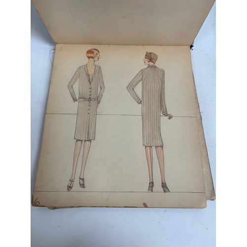 1005 - An album Circa 1927 showing a selection of ladies fashions, drawing/watercolours