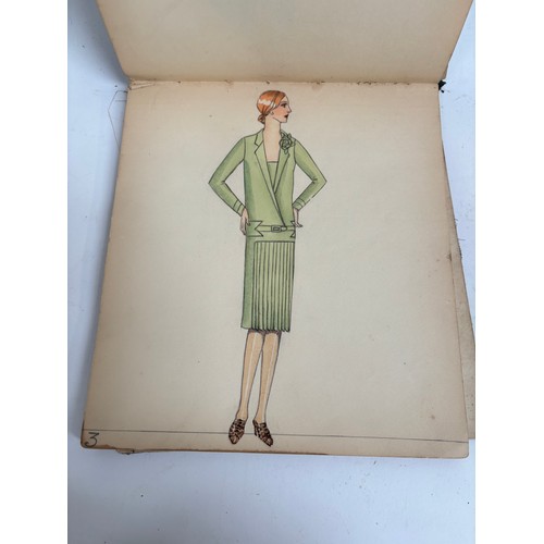 1005 - An album Circa 1927 showing a selection of ladies fashions, drawing/watercolours