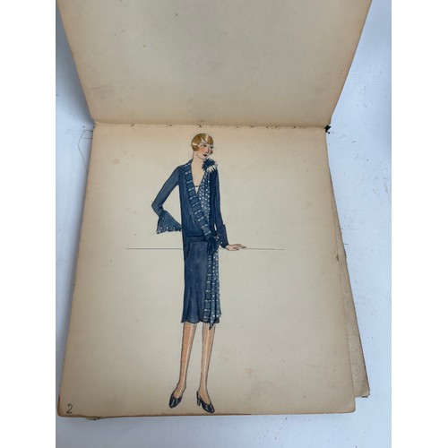 1005 - An album Circa 1927 showing a selection of ladies fashions, drawing/watercolours