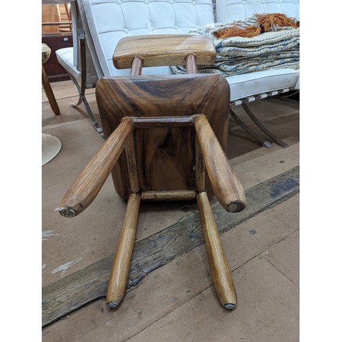 2016 - A set of four Brutalist solid wood chairs in the mid-century manner.