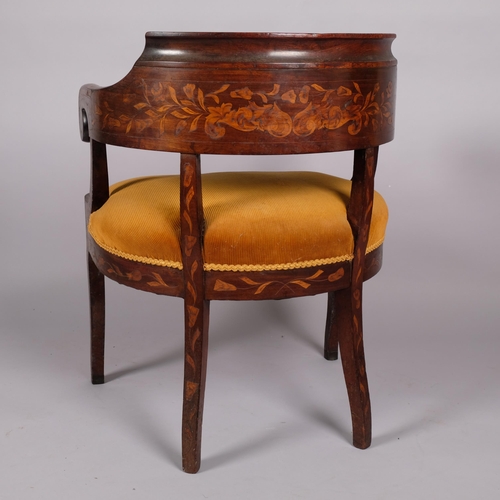 101 - An 18th century Dutch marquetry bow arm chair, width 64cm