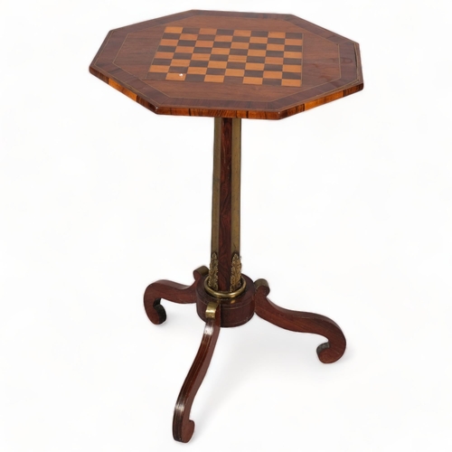 113 - Pair of 19th century two-colour games tables, rosewood and tulipwood with inlaid brass stringing, br... 