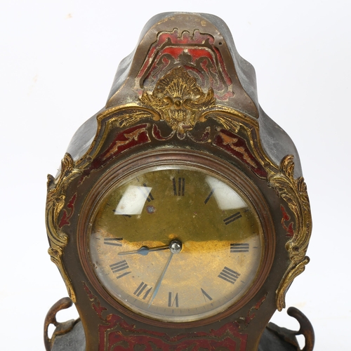 134 - Late 19th century tortoiseshell and brass Boulle marquetry balloon-cased mantel clock, with brass di... 