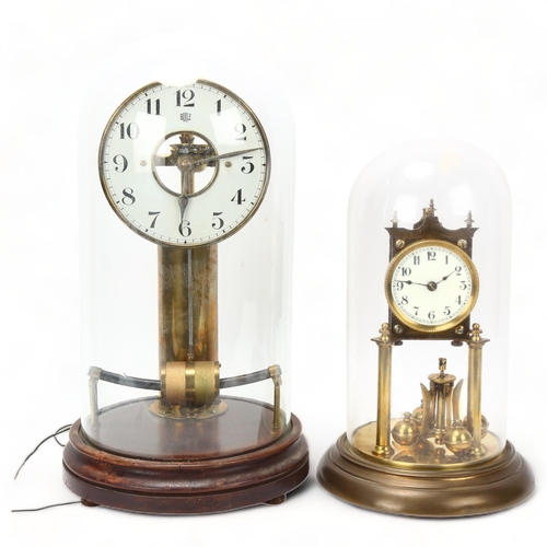 136 - Bulle electromagnetic clock under glass dome, overall height 39cm, together with a 400-day mantel cl... 