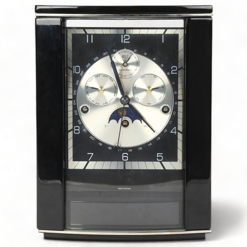 137 - BUBEN & ZORWEG - Artemis Noir quartz clock, multiple calendar dial, with moonphase in high gloss bla... 