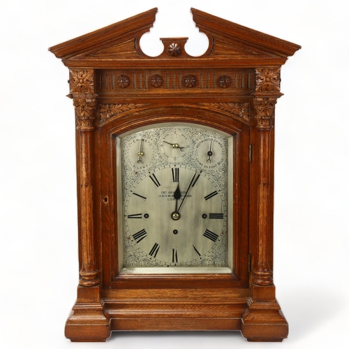 139 - Impressive Victorian architectural oak-cased 8-day bracket clock, by Georg Oram of London, carved ca... 