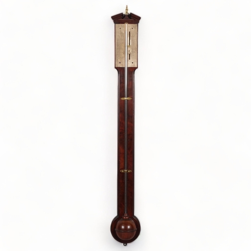 141 - A mahogany stick barometer, with engraved silvered dial signed Springer of Bristol, length 92cm