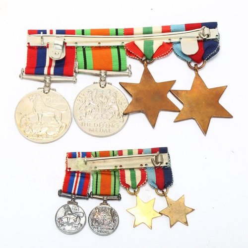 158 - A group of 4 Second War Service medals and miniatures