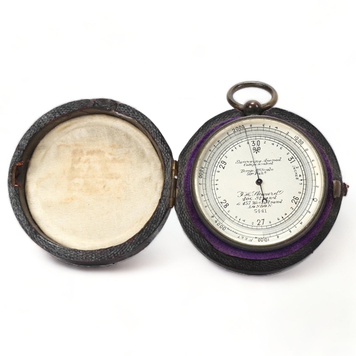 166 - Victorian pocket surveying aneroid compensated barometer, by J H Steward The Strand London, gun-meta... 