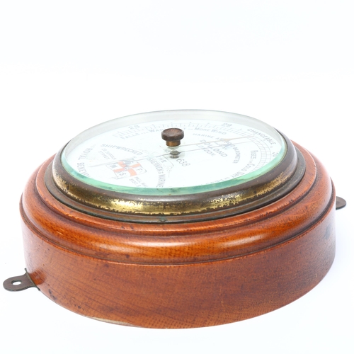 168 - Oak-cased Dollond marine aneroid wall barometer, dial inscribed The Shipwrecked Fishermen and Marine... 