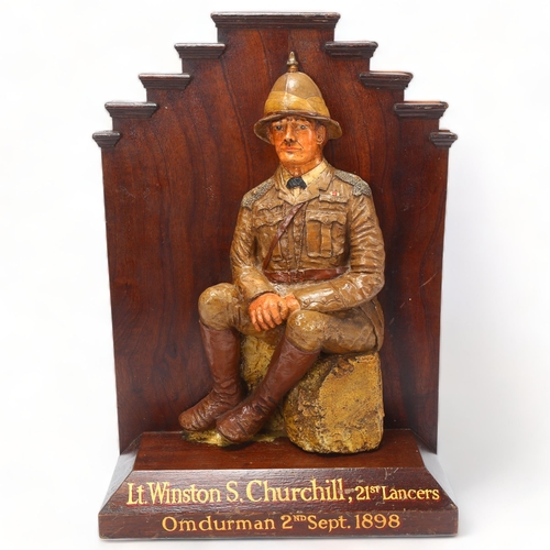 170 - Lt Winston S Churchill, 21st Lancers, Omdurman 2nd Sept 1898, composite relief moulded sculpture, mo... 