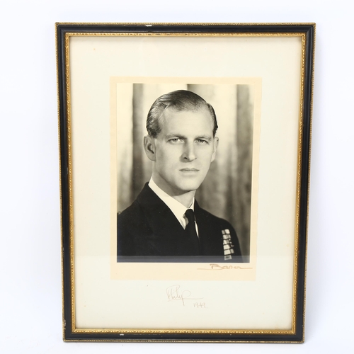 171 - HRH PRINCE PHILIP - original studio photograph portrait, signed in ink and dated 1949, presented to ... 