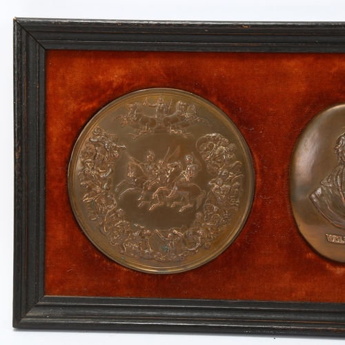 180 - The Battle of Waterloo 1815, group of 3 bronzed electrotype plaques, designed by Benedetto  Pistrucc... 