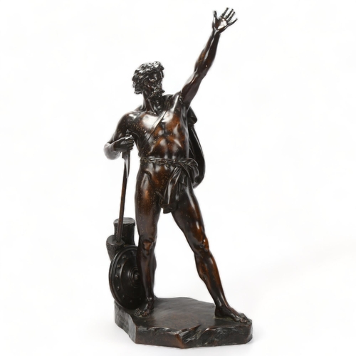 187 - John Henry Foley (1818 - 1874), Caractacus 1860, patinated copper sculpture, signed on base, height ... 