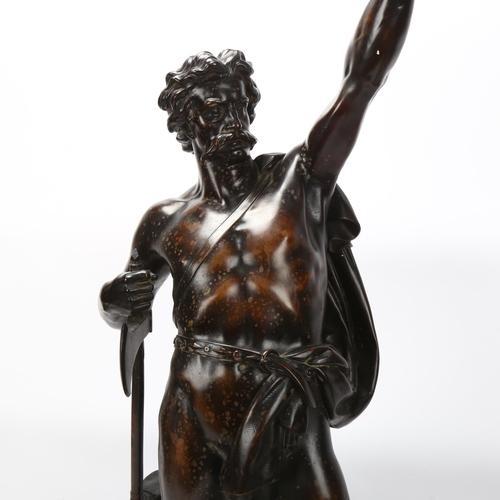 187 - John Henry Foley (1818 - 1874), Caractacus 1860, patinated copper sculpture, signed on base, height ... 