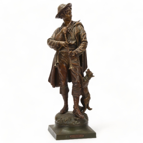 188 - Emile Bruchon, 19th century bronze patinated spelter sculpture, Patre, height 55cm