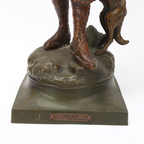 188 - Emile Bruchon, 19th century bronze patinated spelter sculpture, Patre, height 55cm