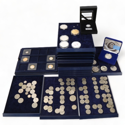 213 - A collection of 21 silver half ounce modern commemorative coins, Princess Diana one ounce proof memo... 