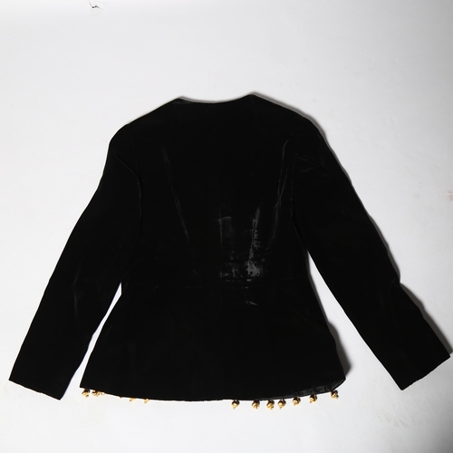 251 - CHRISTIAN DIOR - black velvet jacket with gold buttons, size 12