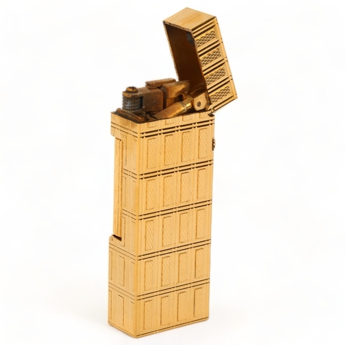 260 - DUNHILL - gold plated pocket lighter, length 64mm, boxed with papers