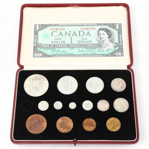 271 - George VI 1937 specimen coin set, original Morocco leather case, 1 coin missing