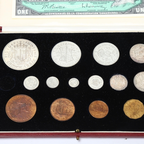 271 - George VI 1937 specimen coin set, original Morocco leather case, 1 coin missing