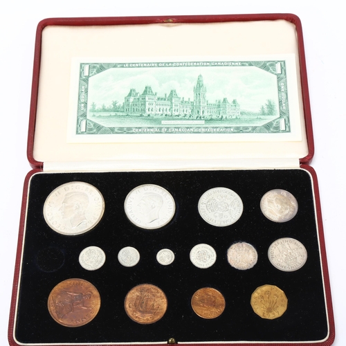 271 - George VI 1937 specimen coin set, original Morocco leather case, 1 coin missing