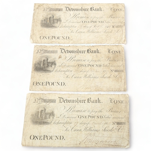 272 - 3 Devonshire Bank £1 notes dated 1818 and 1819