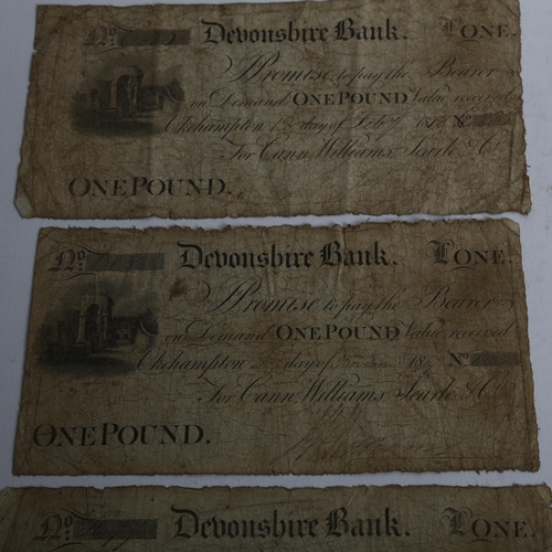 272 - 3 Devonshire Bank £1 notes dated 1818 and 1819