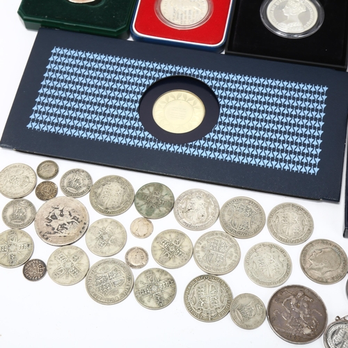 273 - Silver coins and ingots, including 2021 two ounce Gothic crown portrait, Concorde 1976 silver ingot,... 