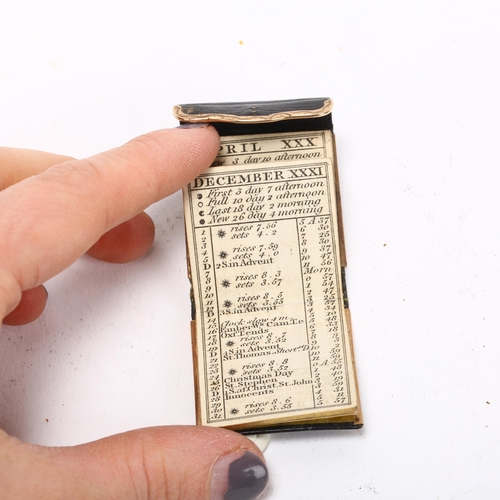 278 - A miniature 1829 pocket Almanac, unmarked gold-mounted leather case, printed for the Company of Stat... 