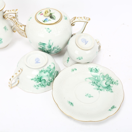 288 - Herend porcelain tea-for-one set, with hand painted and gilded decoration and floral knops