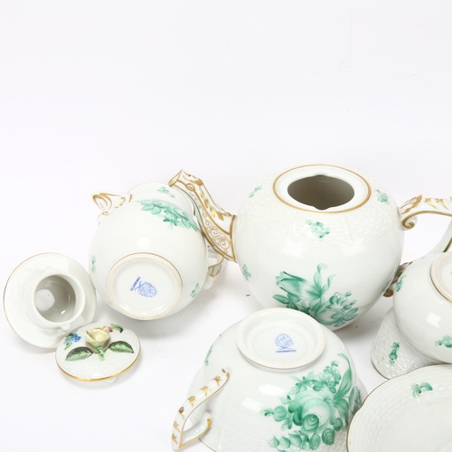 288 - Herend porcelain tea-for-one set, with hand painted and gilded decoration and floral knops