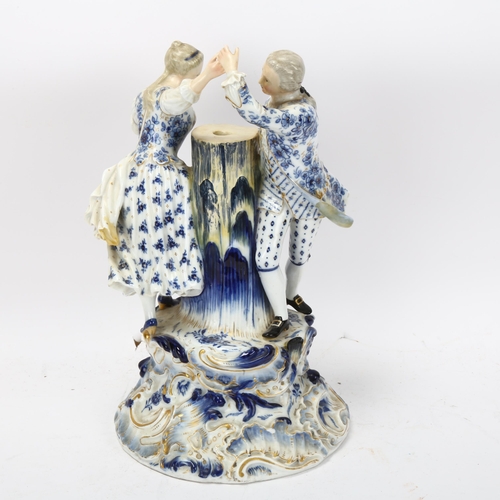 302 - Large 19th century Meissen porcelain group, couple dancing, height 29cm