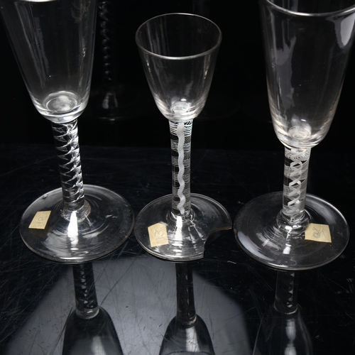 313 - 3 various 18th century cordial glasses, largest height 19.5cm