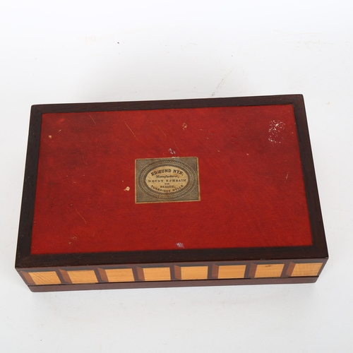 38 - 19th century Tunbridge Ware satinwood and rosewood trompe l'oeil inlaid box, with hinged lid and ori... 