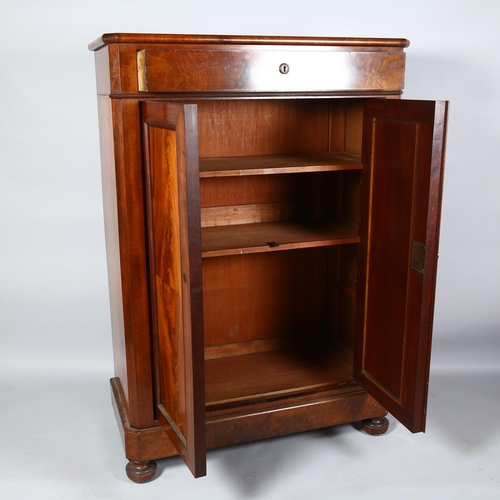 409 - A Victorian mahogany tallboy with single drawer and cabinet, height 147cm, 102 x 47cm