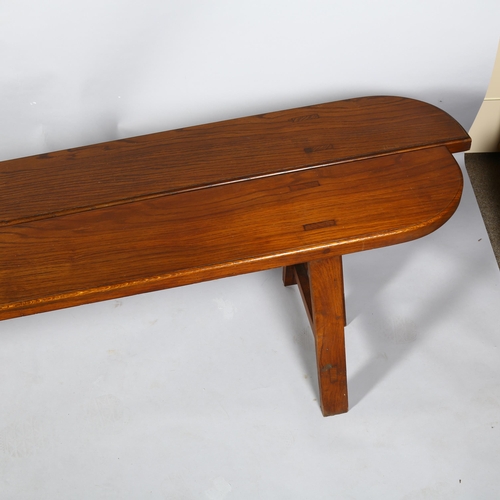 411 - A pair of 19th/20th century oak benches with 