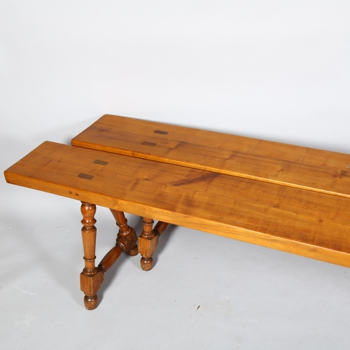 412 - A pair of 19th century cherrywood benches with 