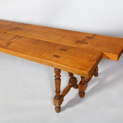 412 - A pair of 19th century cherrywood benches with 