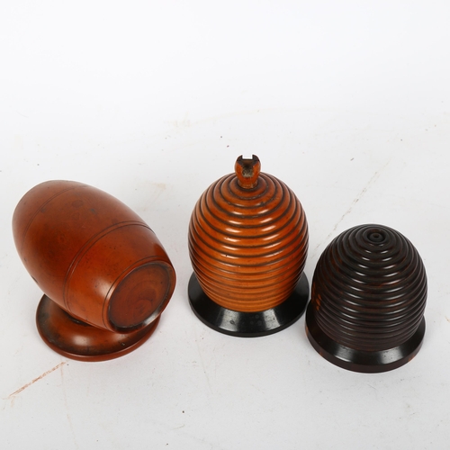 61 - 3 x 19th century treen string boxes, tallest height 9cm (3)