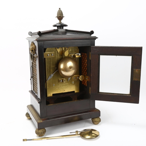 70 - Fine quality 19th century brass inlaid mahogany bracket clock, by Gorham of Kensington, the case hav... 